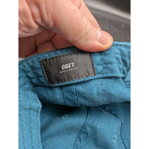 OBEY Hat Snapback Cap TEAL Embroidered Logo Skate Streetwear WORLDWIDE - Picture 6 of 6